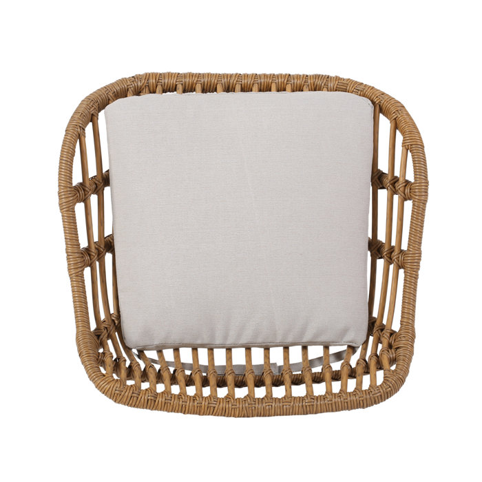 Oliver Endicott Lucrezia Wicker 30" Patio Bar Stool with Cushion